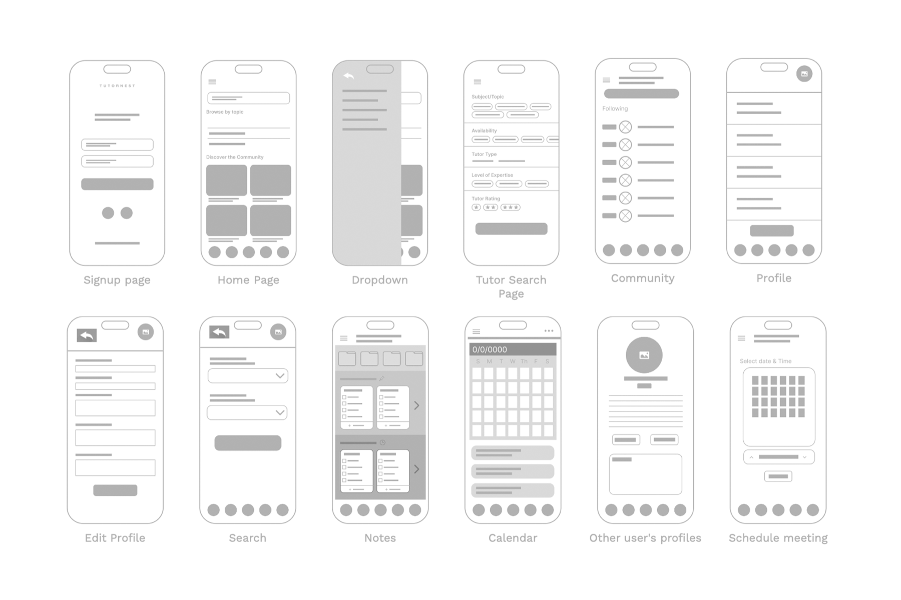 Lo-fi wireframes